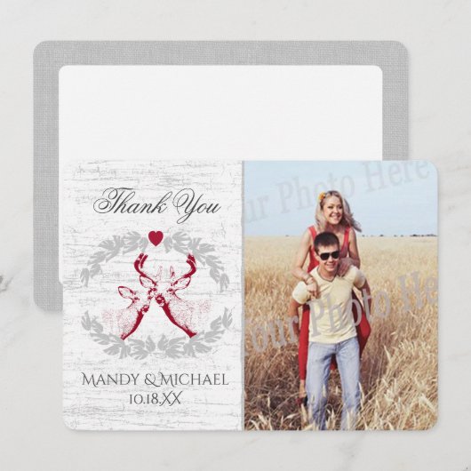 Buck en Doe Birch Foto Bedankt (Voorkant / Achterkant)