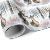 Buck en Doe in de winter Bossen Cadeaupapier (Rol Hoek)