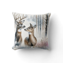 Buck en Doe in de winter Bossen