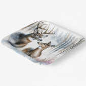 Buck en Doe in de winter Bossen Papieren Bordje (Gebogen)