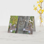 buck en doe met hart op boom kaart (Gele Bloem)