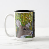 buck en doe met hart op boom tweekleurige koffiemok (Links)