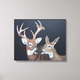 Buck en Doe Whitetail Deer Canvas Afdruk
