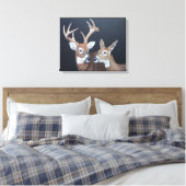 Buck en Doe Whitetail Deer Canvas Afdruk (Insitu (Slaapkamer))