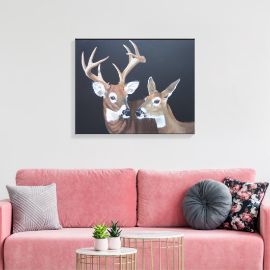 Buck en Doe Whitetail Deer Canvas Afdruk (Insitu (Woonkamer))
