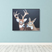 Buck en Doe Whitetail Deer Canvas Afdruk (Insitu (Houten vloer))