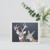 Buck en Doe Whitetail Deer Painting Briefkaart (Staand voorkant)