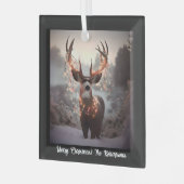 Buck en Kerstmis Lichten Zwart Glas Ornament (Voorkant links)