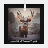 Buck en Kerstmis Lichten Zwart Glas Ornament (Achterkant)