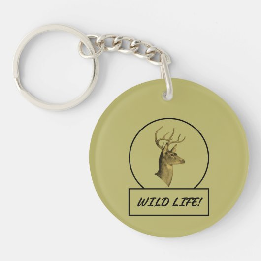 Buck Head Dark Khaki Acryl Sleutelhanger (Voorkant)