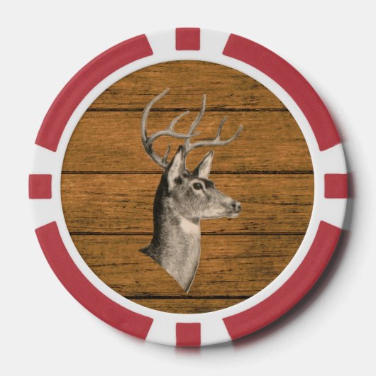 Buck Head op houten pokerchip (Voorkant)