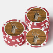 Buck Head op houten pokerchip (Opstapeling)