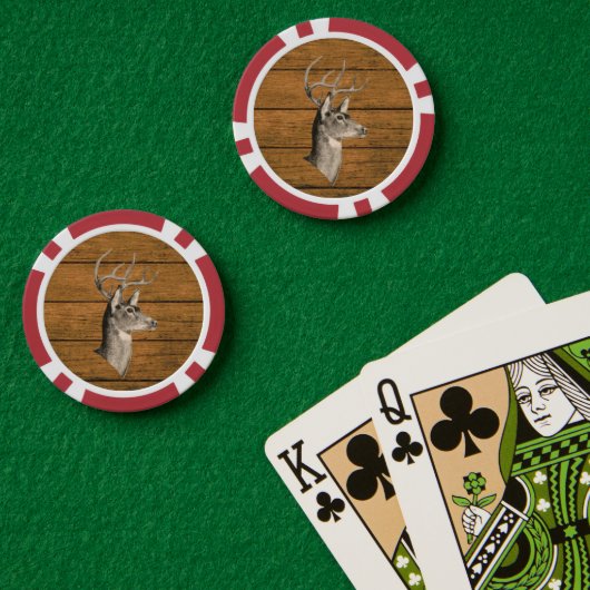 Buck Head op houten pokerchip (Pokertafel (Dubbel))