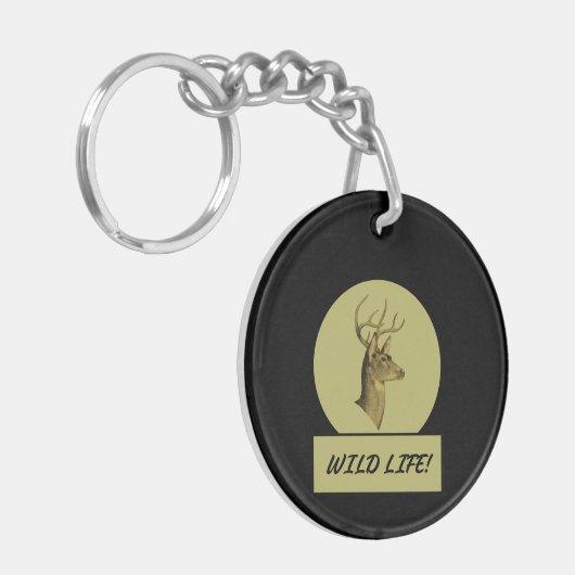 Buck Head zwarte acryl Sleutelhanger (Voorkant Links)