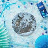 Buck hert in sneeuw papieren bordje (Feest)