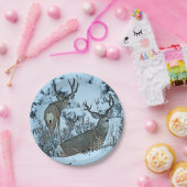 Buck hert in sneeuw papieren bordje (Feest)