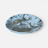 Buck hert in sneeuw papieren bordje (Gekanteld)