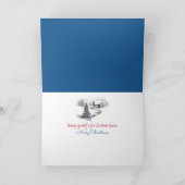 buck hert met sneeuwman feestdagen kaart (Binnen)