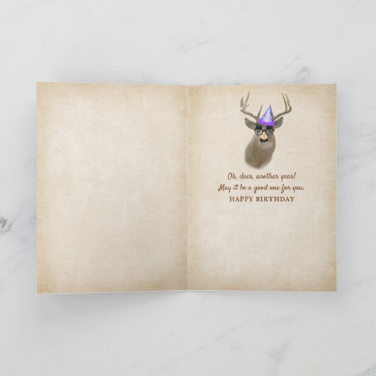 Buck herten in bossen verjaardag kaart (Binnen)
