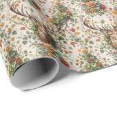 Buck Herten In Herfst Bloemen Cadeaupapier (Rol Hoek)