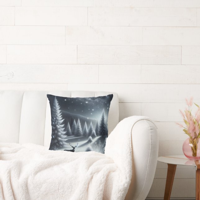 Buck herten in het winterbos kussen (Bank)