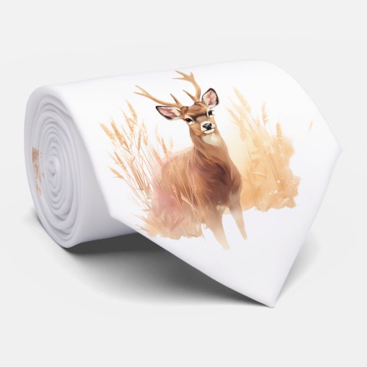 Buck herten in hoog gras stropdas (Opgerold)