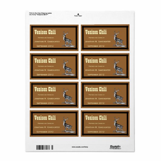 Buck Herten op Bruin Inblikken Etiket (Full Sheet)