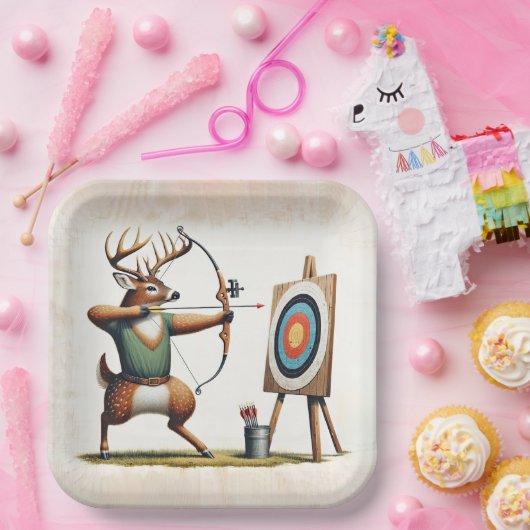 Buck Herten Schieten een Boog en Pijl Papieren Bordje (Feest)