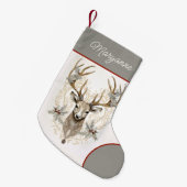  Buck Holly en bessen w Naam Christmas Kleine Kerstsok (Voorkant (Hangend))