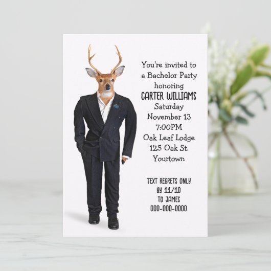 Buck In a Tuxedo voor vrijgezellenfeest Kaart (Staand voorkant)