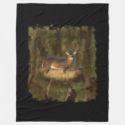 Buck in Camo-Fleece Cozy Blanket Fleece Deken (Voorkant)