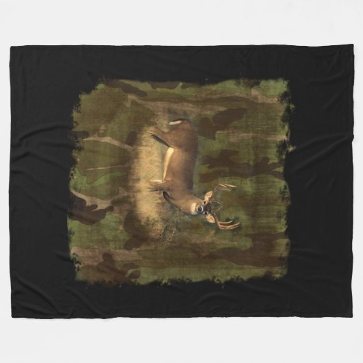 Buck in Camo-Fleece Cozy Blanket Fleece Deken (Voorkant (Horizontaal))