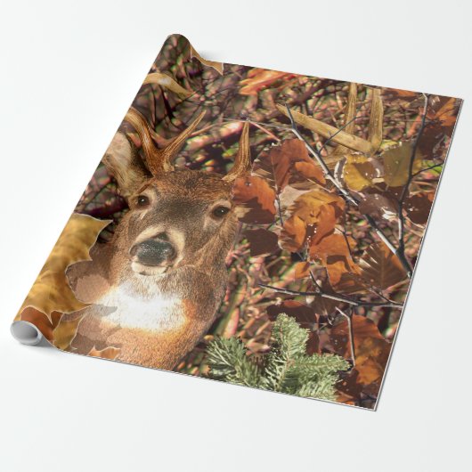 Buck in Camo White Tail Deer Cadeaupapier (Uitgerold)