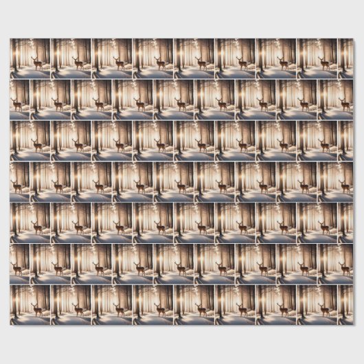 Buck in de winter Bossen Cadeaupapier (Vlak)