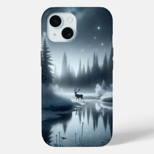 Buck in een winterrivier bij nacht Case-Mate iPhone case (Achterkant)