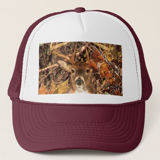 Buck in Herfst Hunter Camo White Tail Deer Trucker Pet (Voorkant)
