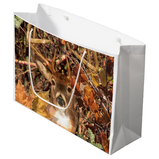 Buck in Herfst seizoen scene White Tail Deer Large Cadeautasje (Voorkant Gekanteld)