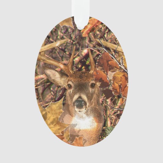 Buck in Herfst seizoen scene White Tail Deer Ornament (voorkant)
