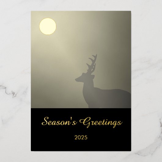 Buck in Moonlight Scene "Season's Greetings" Folie Feestdagenkaart (Voorkant)