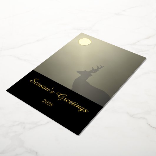 Buck in Moonlight Scene "Season's Greetings" Folie Feestdagenkaart (Gedraaid)