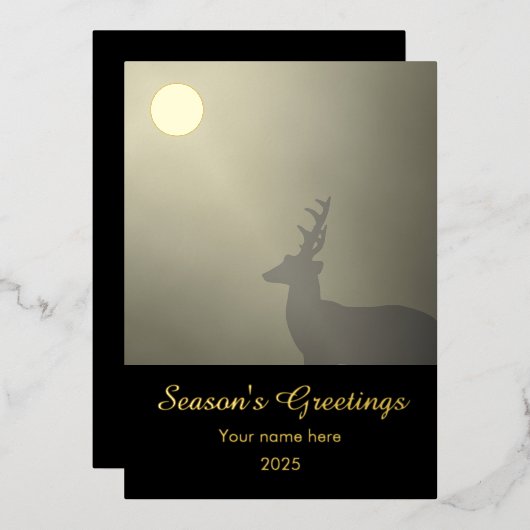 Buck in Moonlight Season's Greeting Custom Folie Feestdagenkaart (Voorkant / Achterkant)
