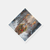 Buck In Snowflakes Wearing a Holiday Wreath Servet (Hoek)