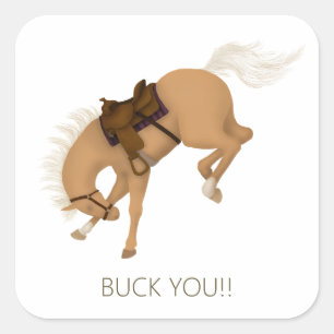 Buck Jou!! Grappige Paard van Palomino Vierkante Sticker