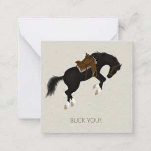 Buck Jou! Springend zwart paard aangepaste mini Notitiekaartje