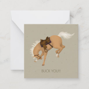 Buck Jou! Steigerend Sorrel Paard Custom Mini Notitiekaartje