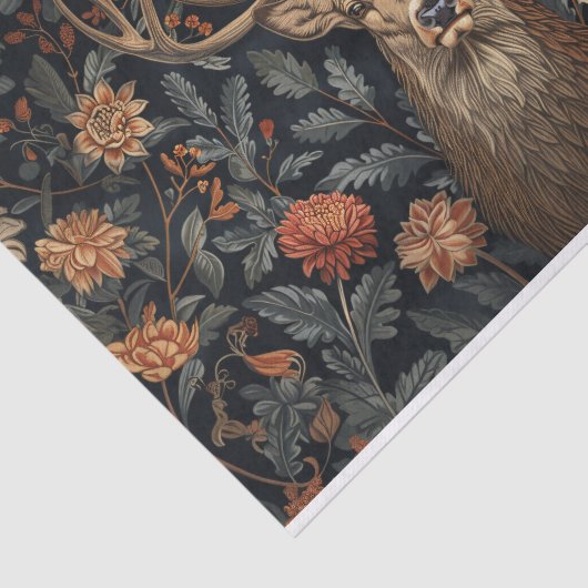 Buck met gewei en bloemen Decoupage Tissuepapier (Detail)