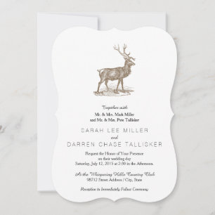 Buck Mule Deer Letterpress Style Kaart