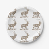 Buck Mule Deer Letterpress Style Papieren Bordje (Voorkant)