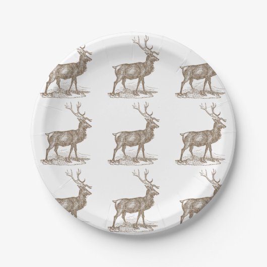 Buck Mule Deer Letterpress Style Papieren Bordje (Voorkant)
