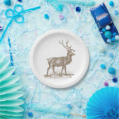 Buck Mule Deer Letterpress Style Papieren Bordje (Feest)